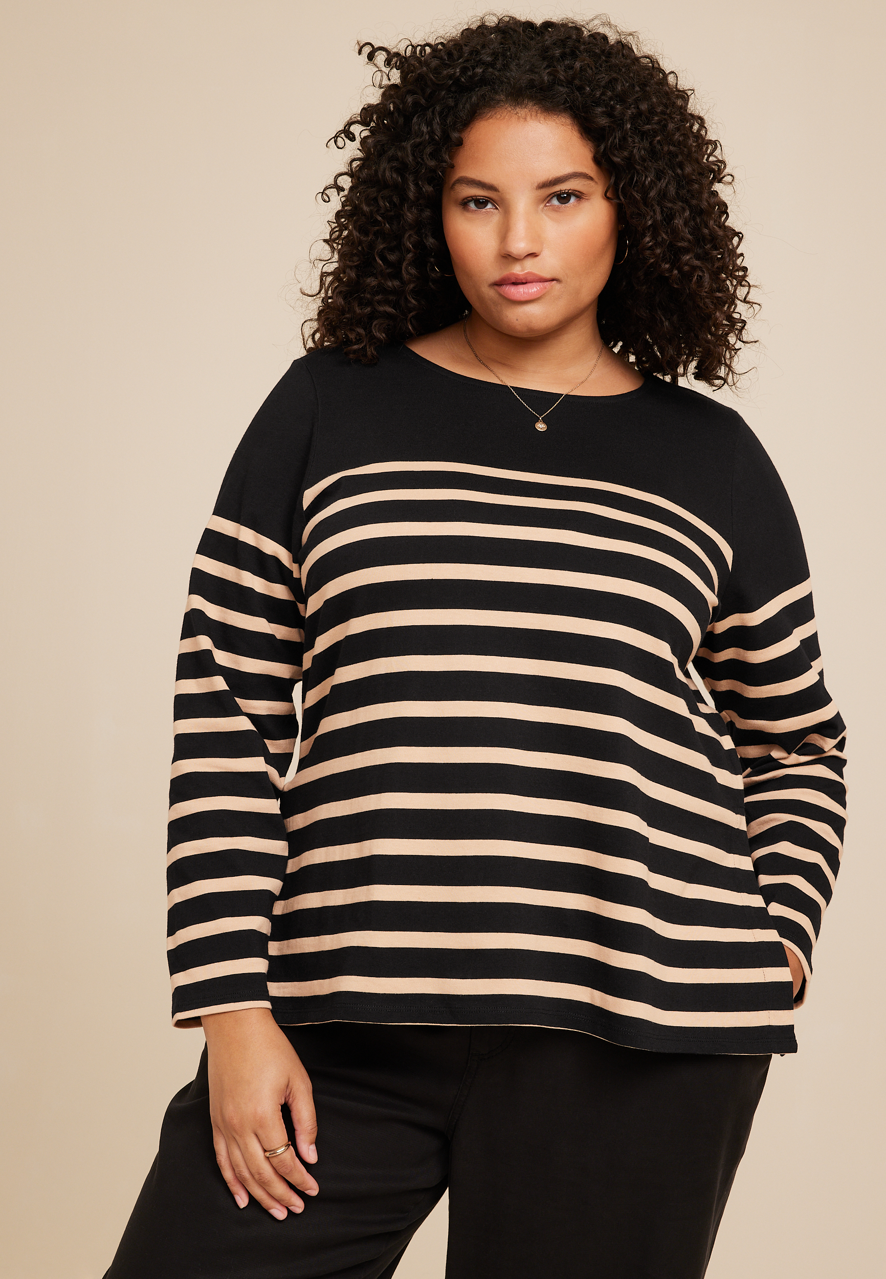 Plus Size Marina Colorblock Striped Mixer Tee | maurices