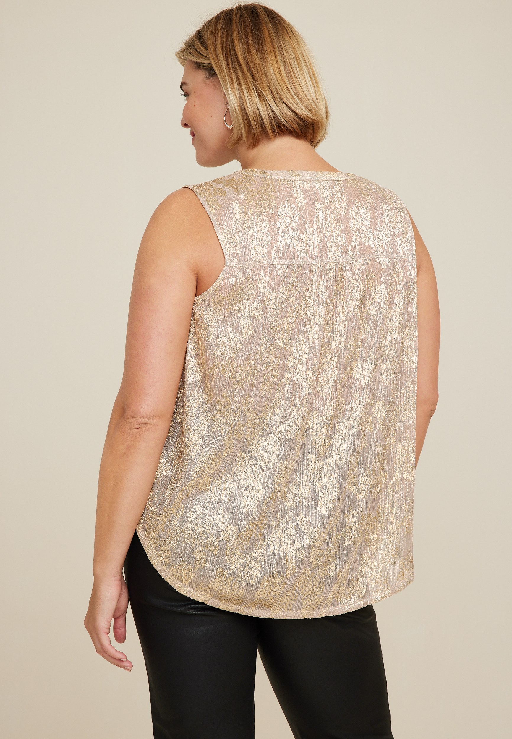 Plus Size Atwood Gold Metallic Tank Top, C605, large