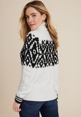 Geo Fair Isle Turtleneck Sweater, ECRU COMBO, small