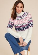Tinsel Fair Isle Turtleneck Sweater, C3986, small
