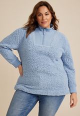 Plus Size Teddy Sherpa Sweatshirt, C9249, small
