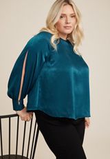 Plus Size Fallon Satin Blouse, C9266, small