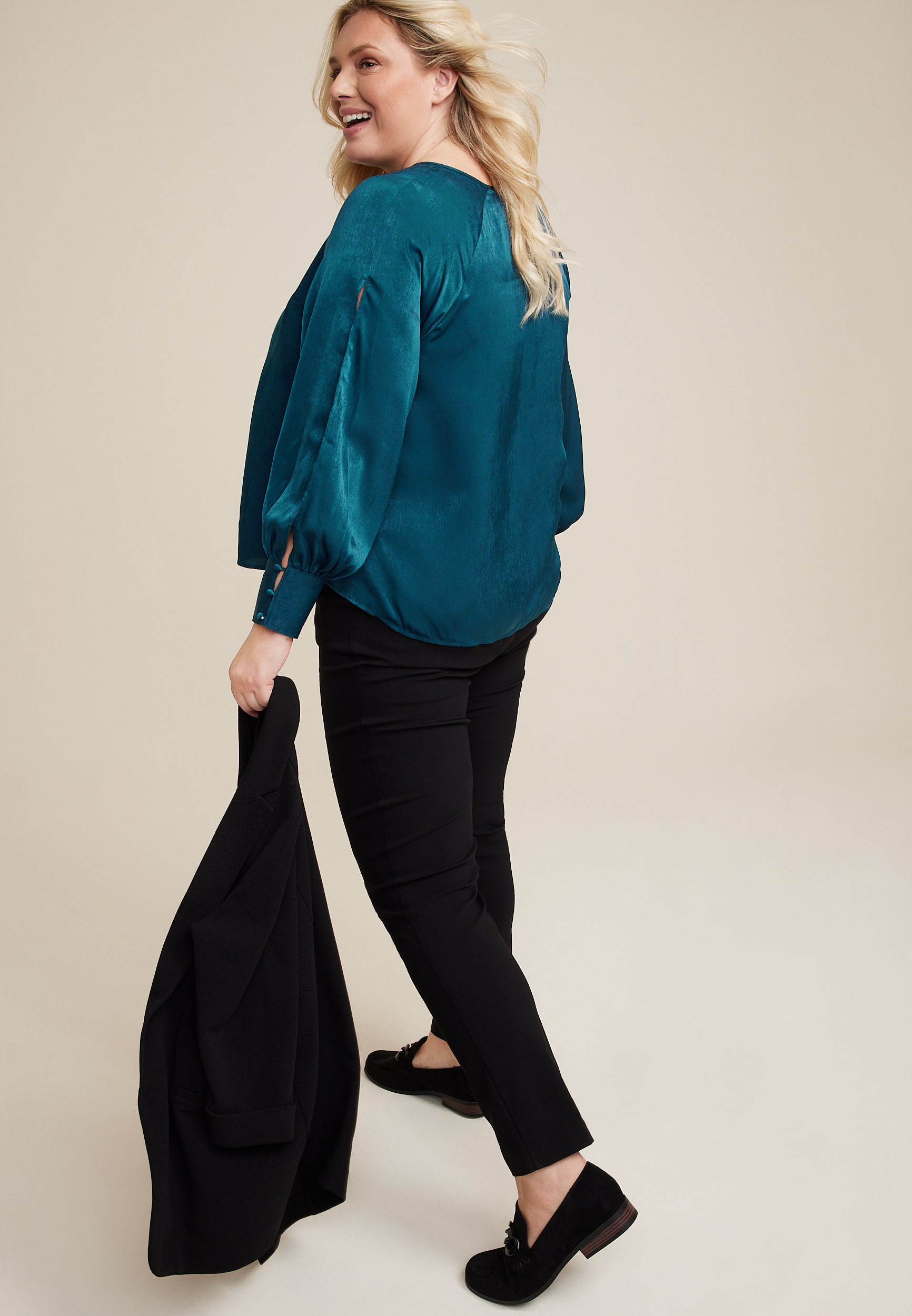 Plus Size Fallon Satin Blouse, C9266, large