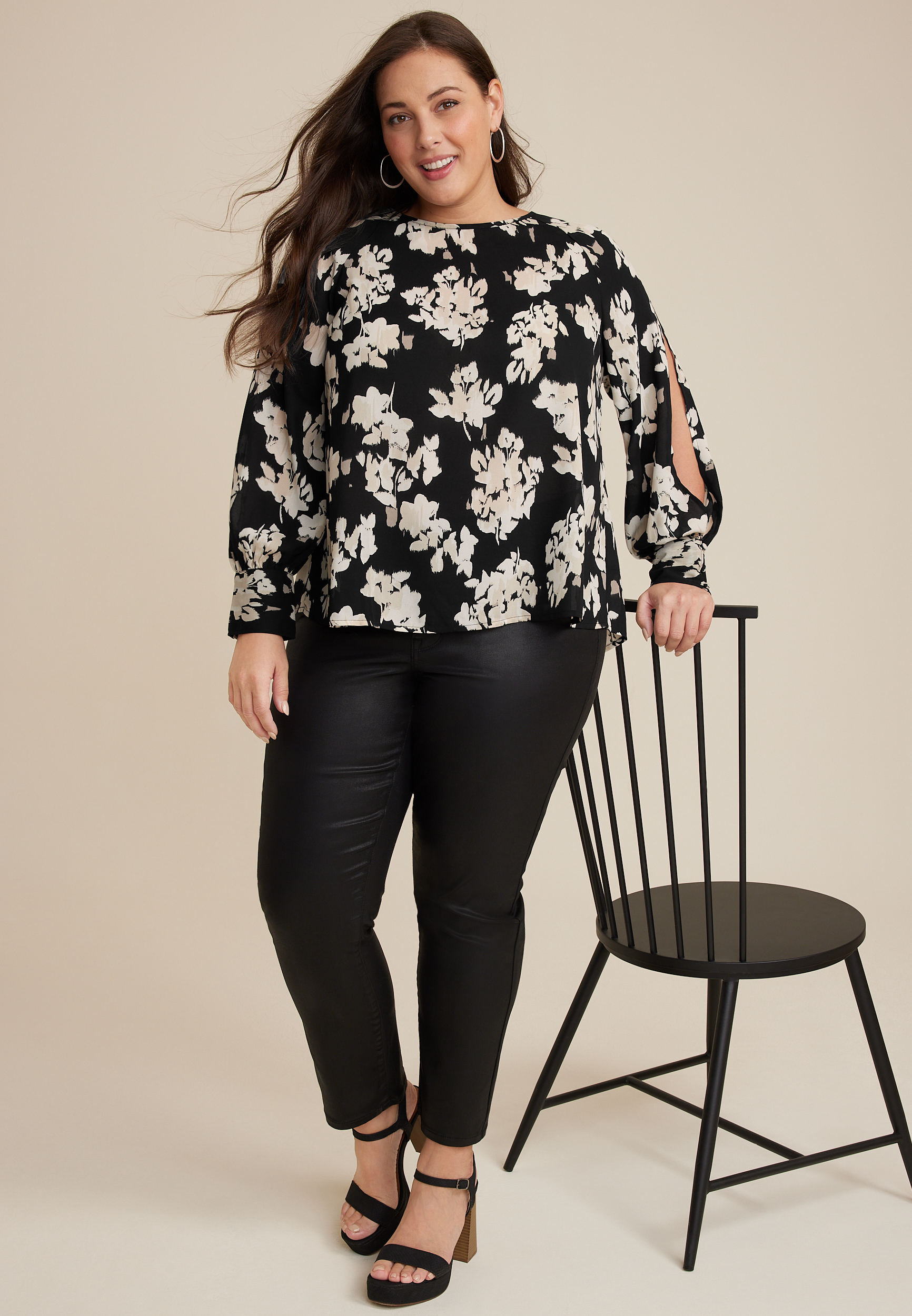 Plus Size Fallon Ikat Print Blouse, C1756, large