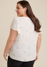 Plus Size Atwood Champagne Print Flutter Sleeve Blouse, C3986, small