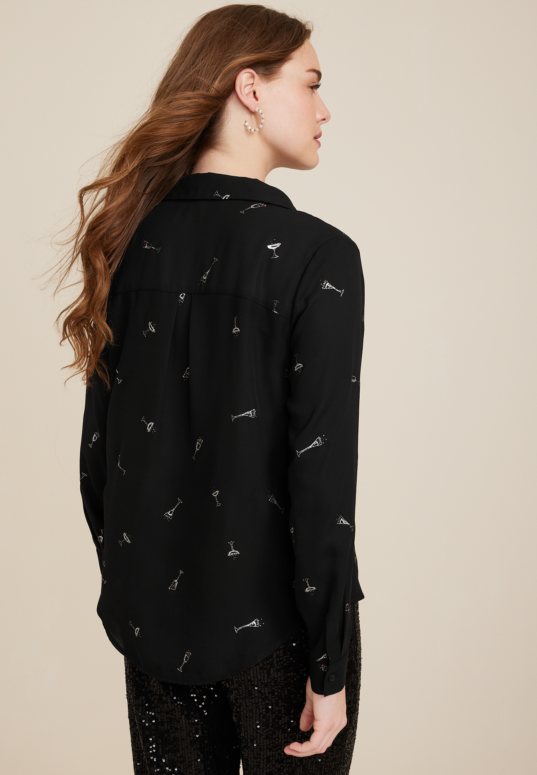 Atwood Champagne Print Pleated Blouse, C1756, large