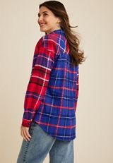 Cabin Plaid Boyfriend Tunic Shirt, C1772, small