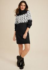 Fair Isle Sweater Dress, C1756, small