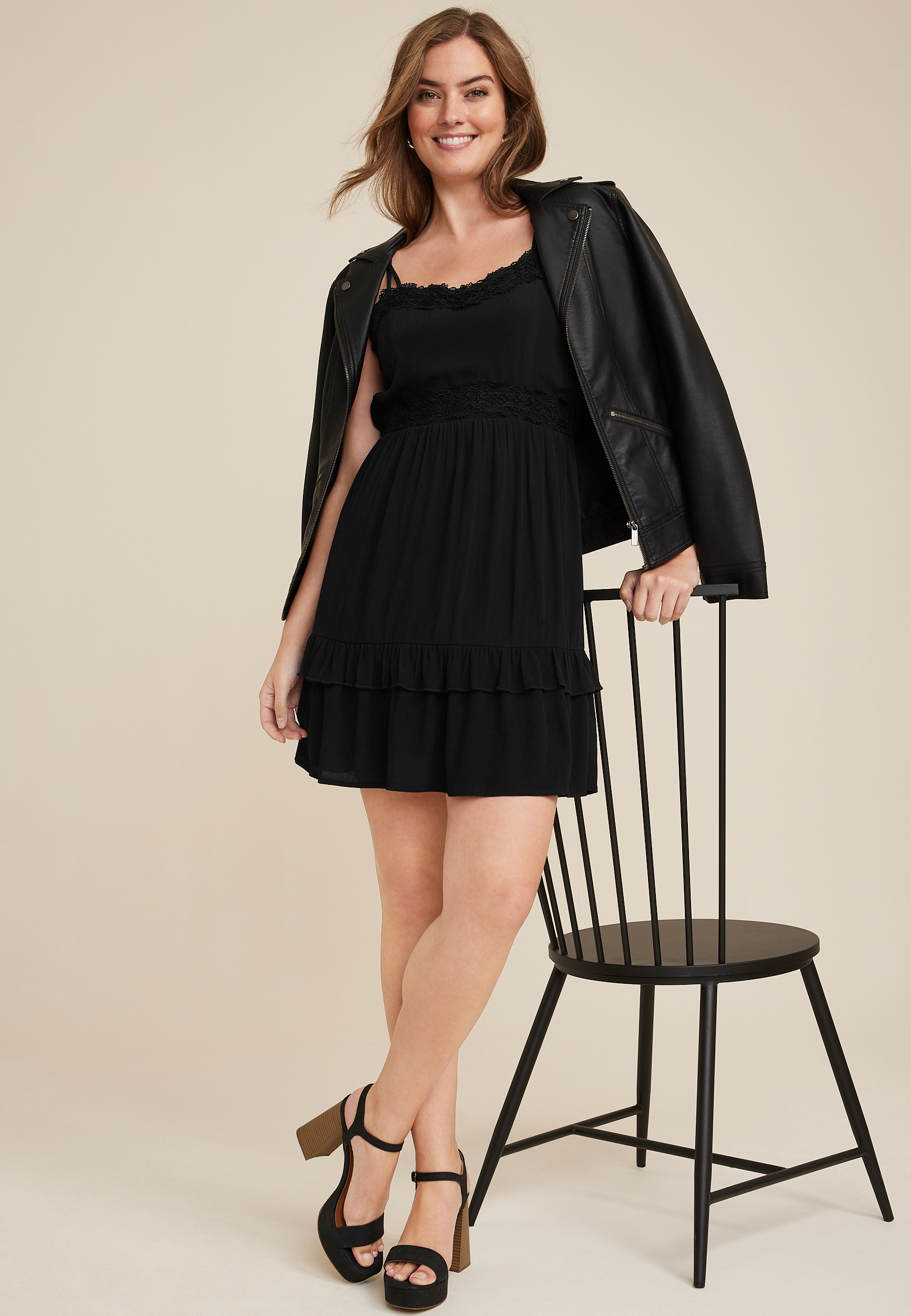 Bare Crochet Trim Skater Dress, C106, large