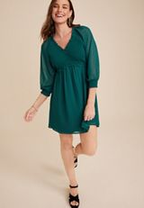 Clip Dot Ruffle Trim Babydoll Dress, C3895, small