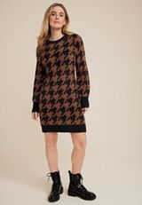 Houndstooth Sweater Dress, C9288, small