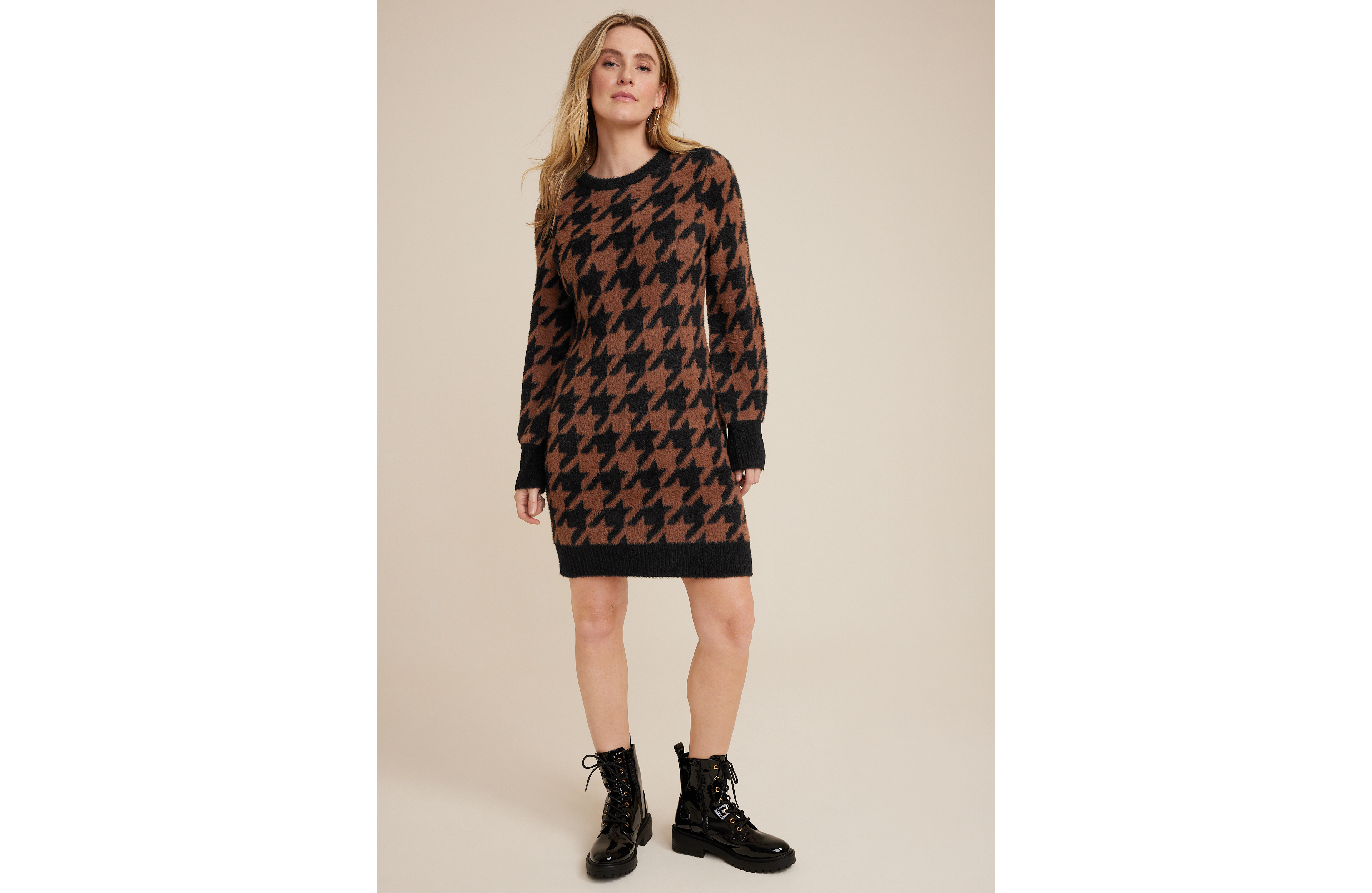 Houndstooth Sweater Dress