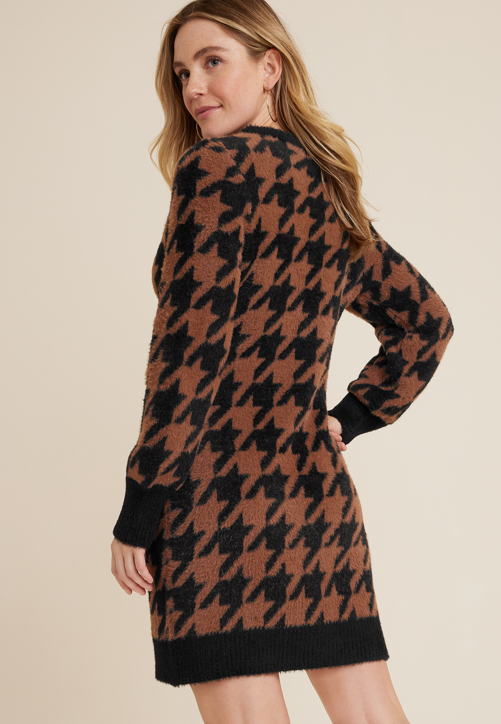 Houndstooth Sweater Dress, C9288, large