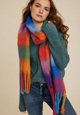 Bright Plaid Blanket Scarf, C1524, small