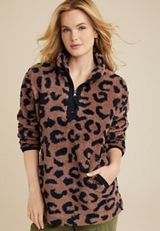 Teddy Sherpa Leopard Sweatshirt, C5330, small