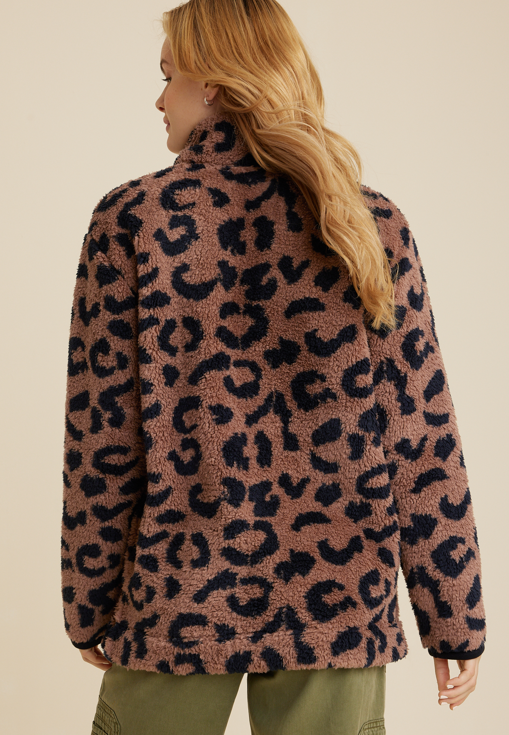 Teddy Sherpa Leopard Sweatshirt, C5330, large