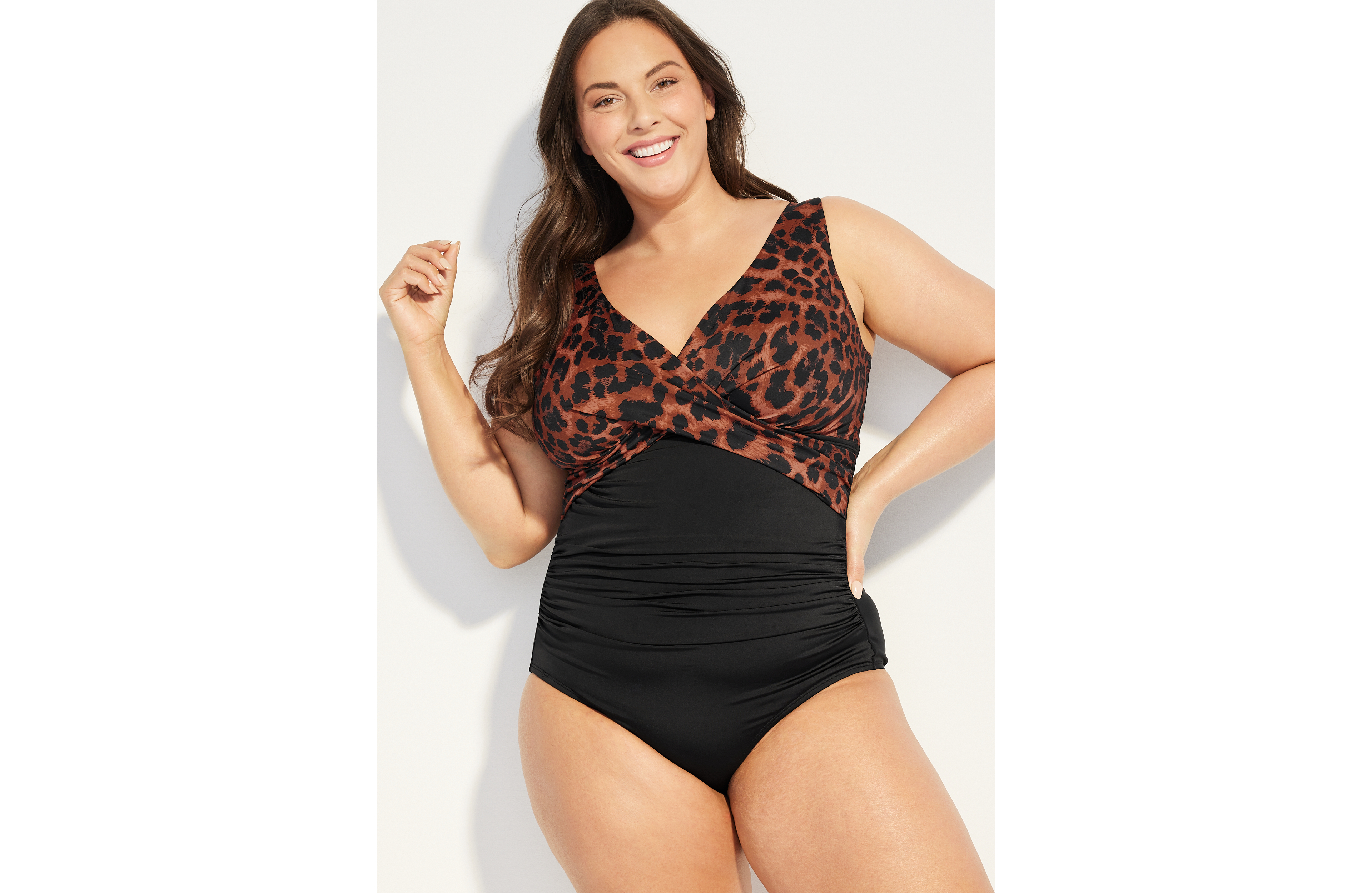 Plus Shirred Front One Piece Swimsuit