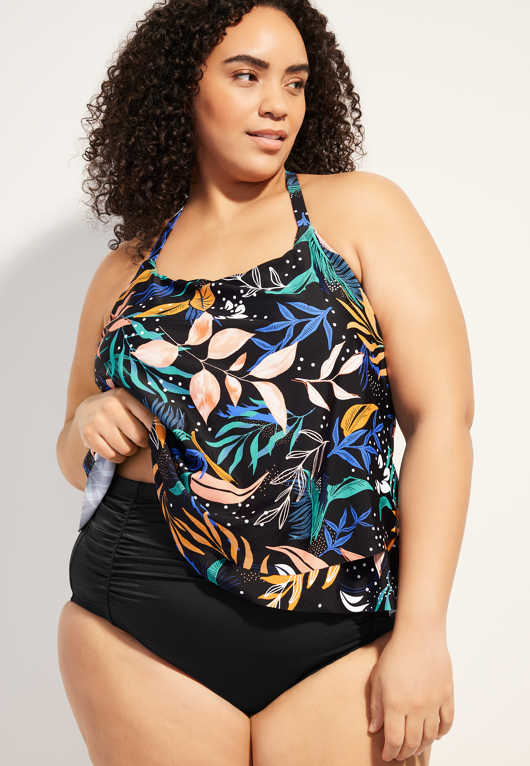 Plus Size Shirred High Waisted Bikini Bottom | maurices