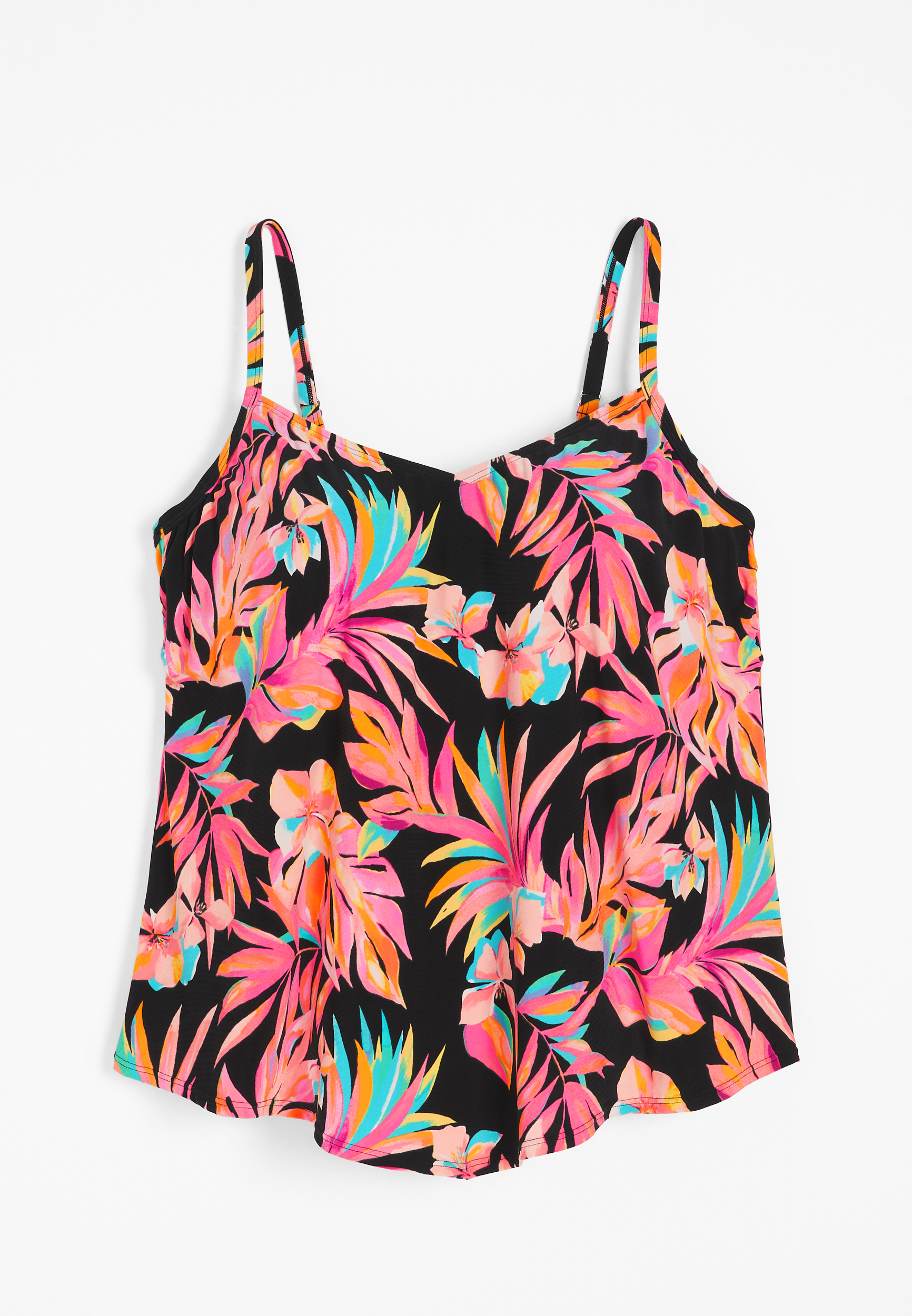 Plus Floral Hanky Hem Tankini Top