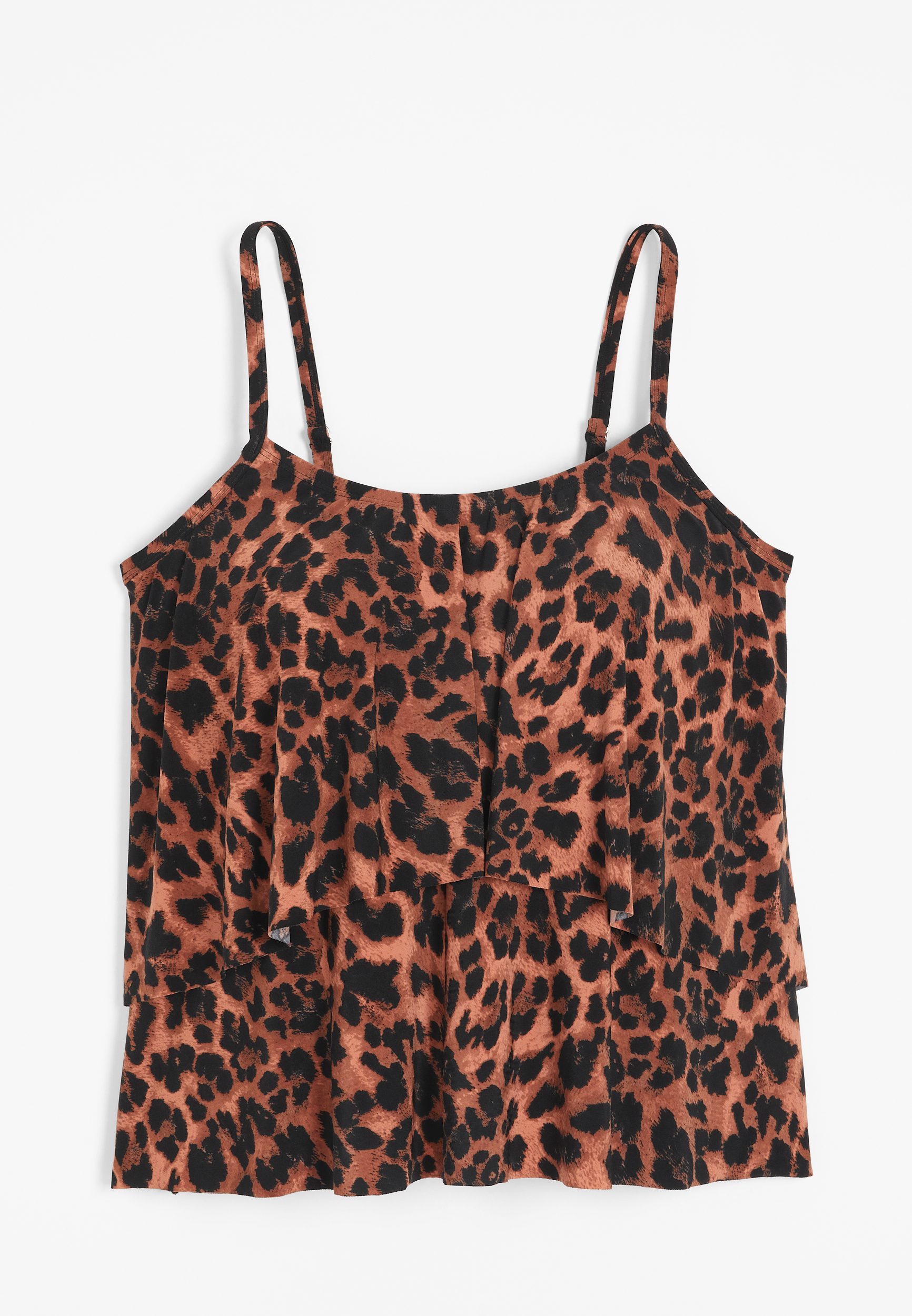 Plus Size Animal Tiered Tankini Top, C1781, large