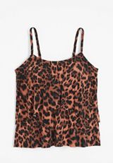 Plus Size Animal Tiered Tankini Top, C1781, small