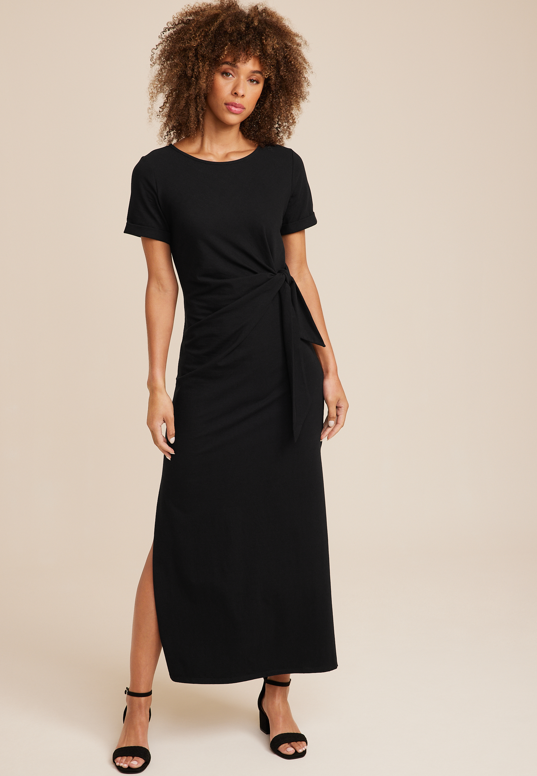 24/7 Cotton Tie Waist Midi Dress