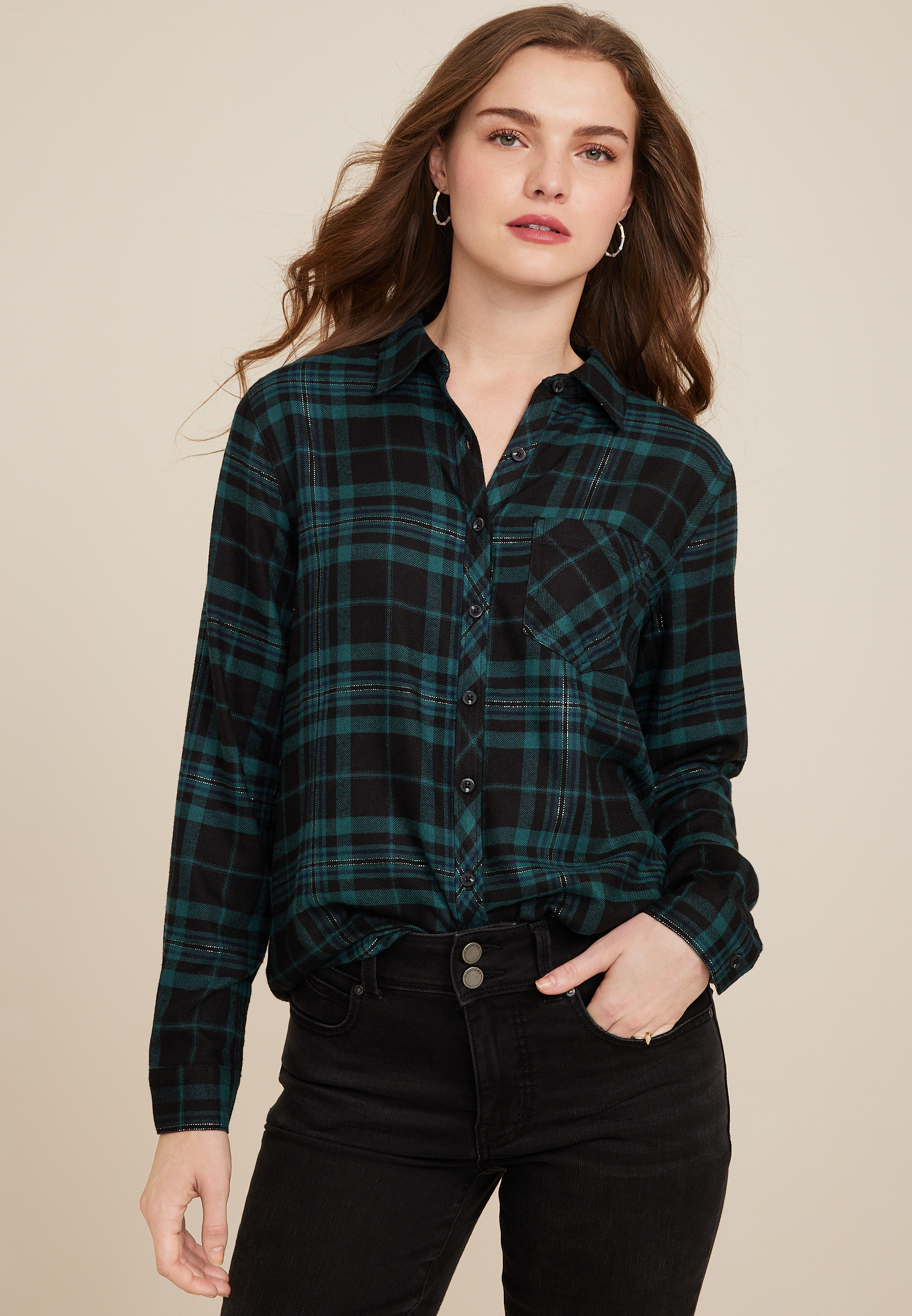 Derek Heart - Women's Plaid Button Down Flannel - Murdoch's