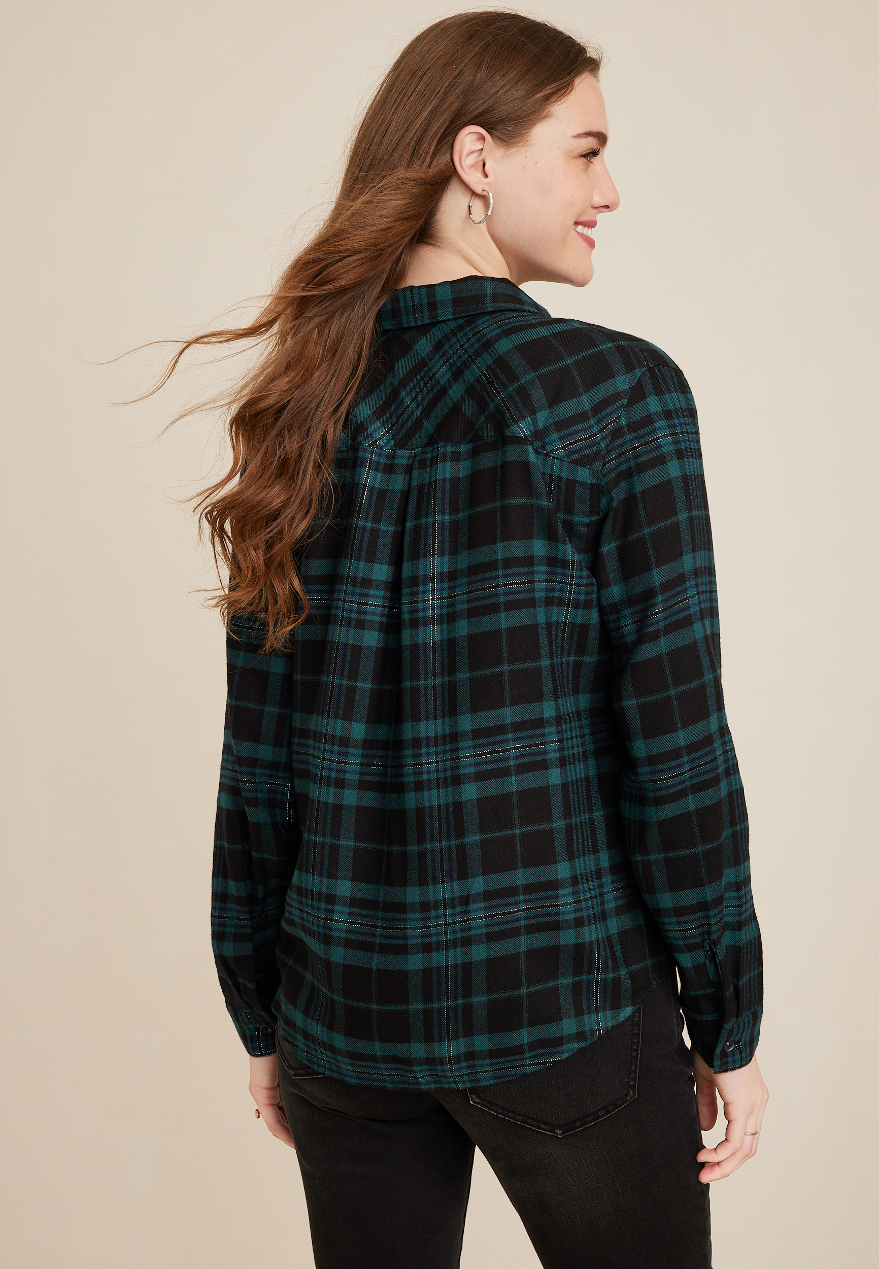Cabin Plaid Button Up Shirt, C1756, large
