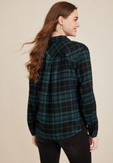 Cabin Plaid Button Up Shirt, C1756, small