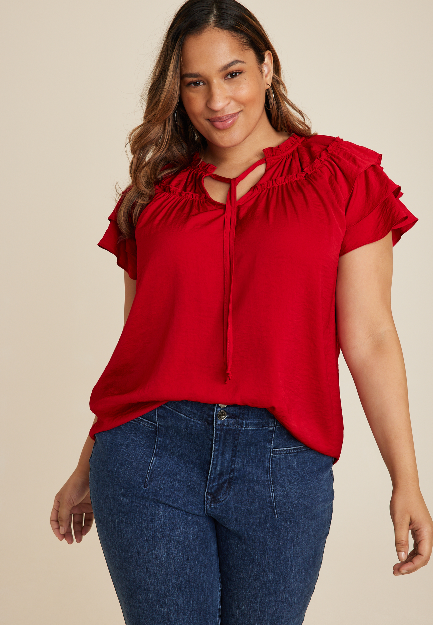 Womens plus best sale red tops