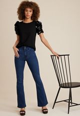 edgely&trade; Sequin Puff Sleeve Blouse, BLACK, small