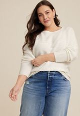 Plus Size Cable Knit Dolman Sweater, ECRU COMBO, small