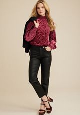Velvet Floral Burnout Mock Neck Top, C9179, small