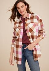 Wilder Plaid Fleece Shacket, ECRU COMBO, small