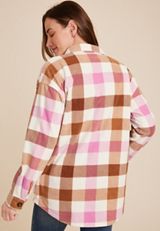 Wilder Plaid Fleece Shacket, ECRU COMBO, small