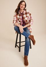 Wilder Plaid Fleece Shacket, ECRU COMBO, small