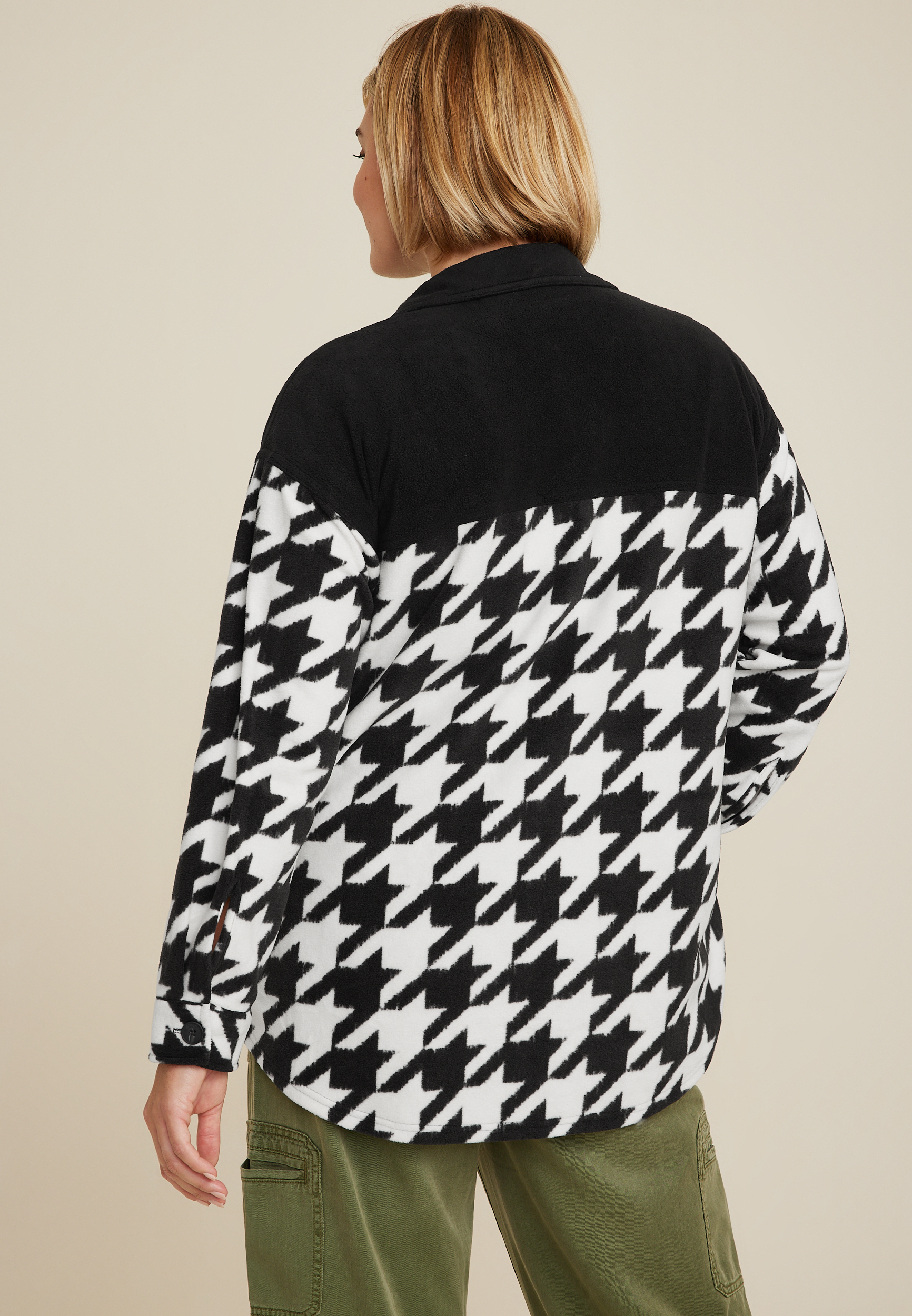 Plus Size Wilder Fleece Shacket, BLACK COMBO, large