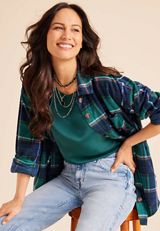 Wilder Plaid Fleece Shacket, GREEN COMBO, small