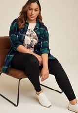 Plus Size Wilder Plaid Fleece Shacket, GREEN COMBO, small