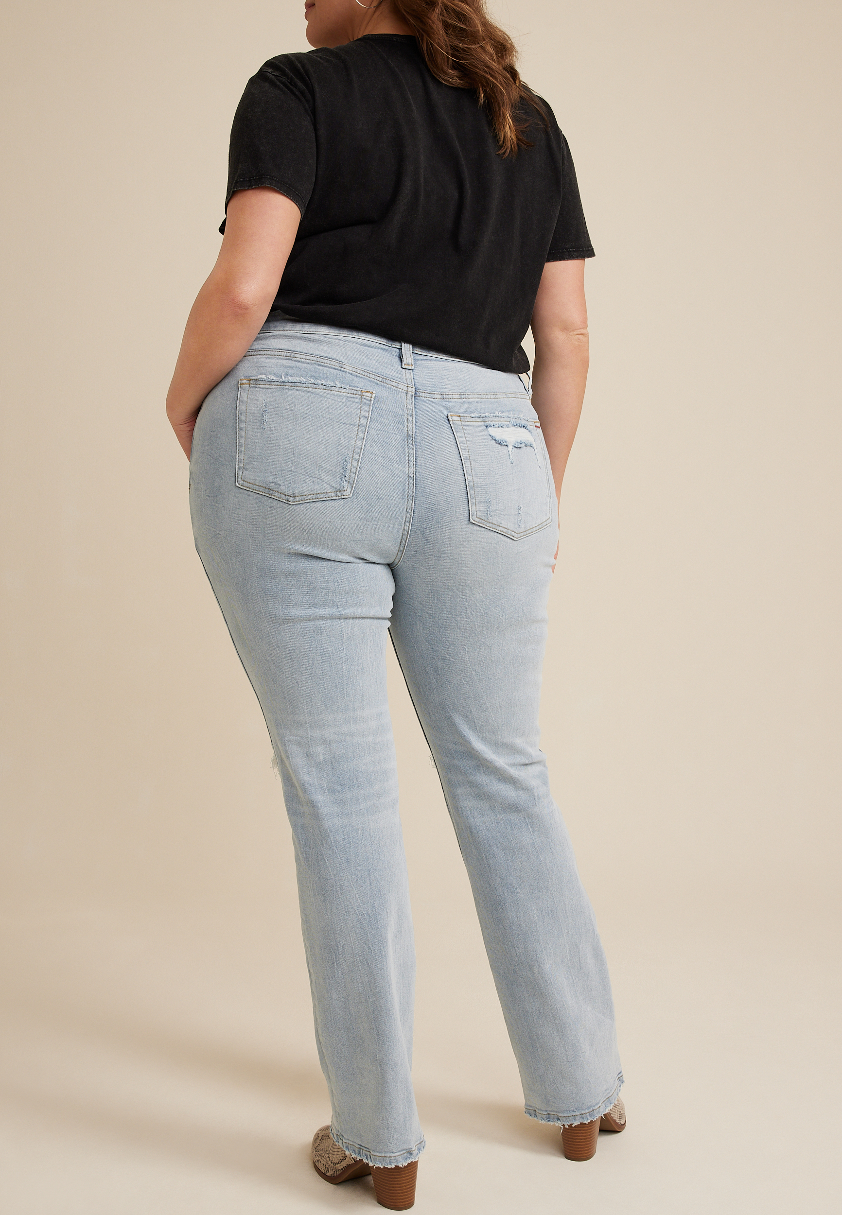 Plus Size edgely&trade; Slim Boot High Rise Ripped Jean, C2806, large