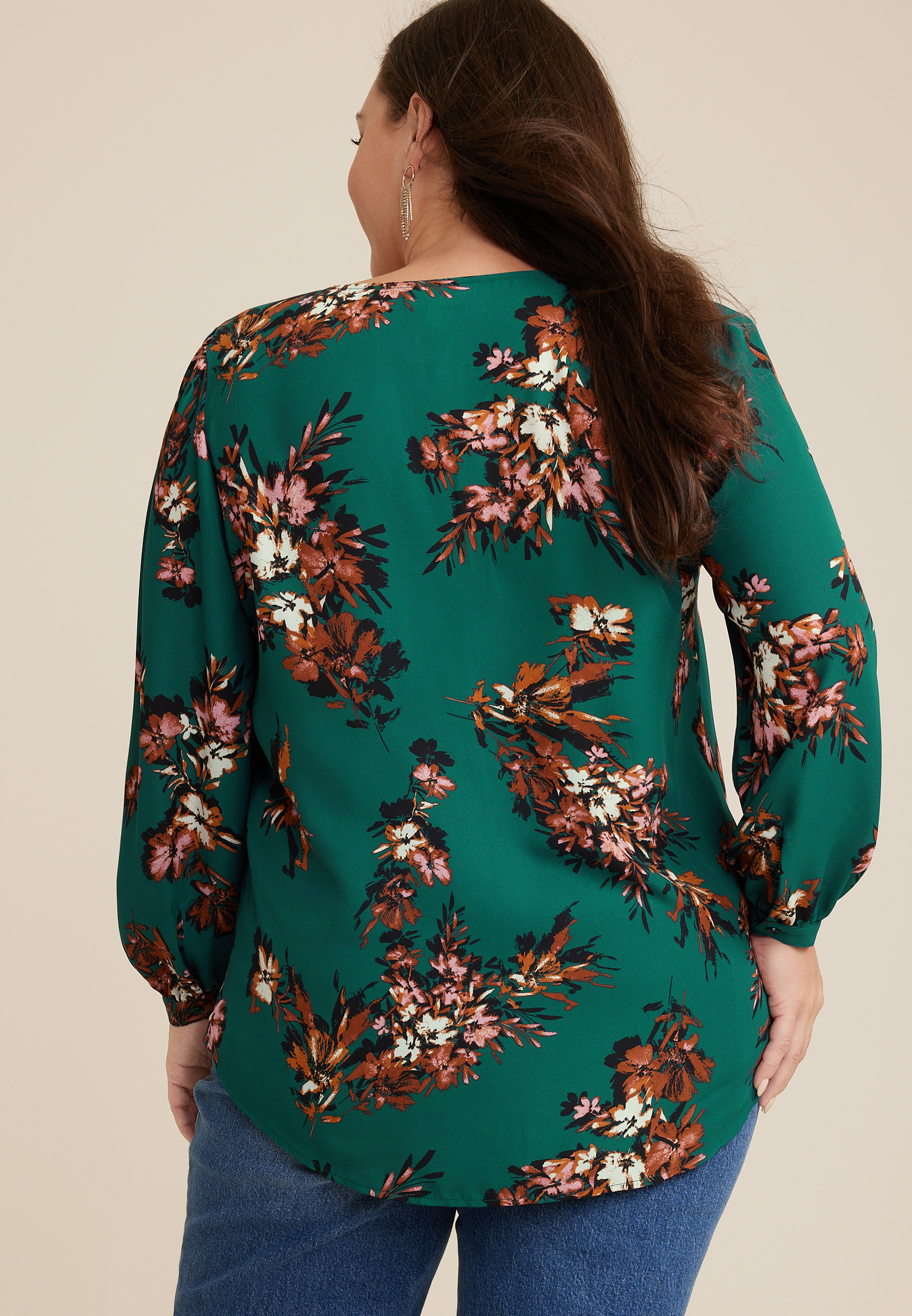 Plus Size Floral Tunic Blouse, C3409, large