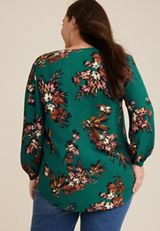 Plus Size Floral Tunic Blouse, C3409, small