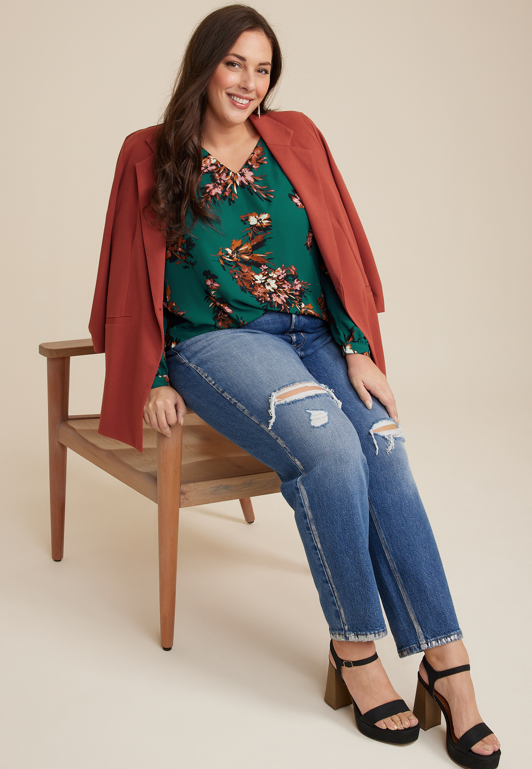 Plus Size Floral Tunic Blouse, C3409, large