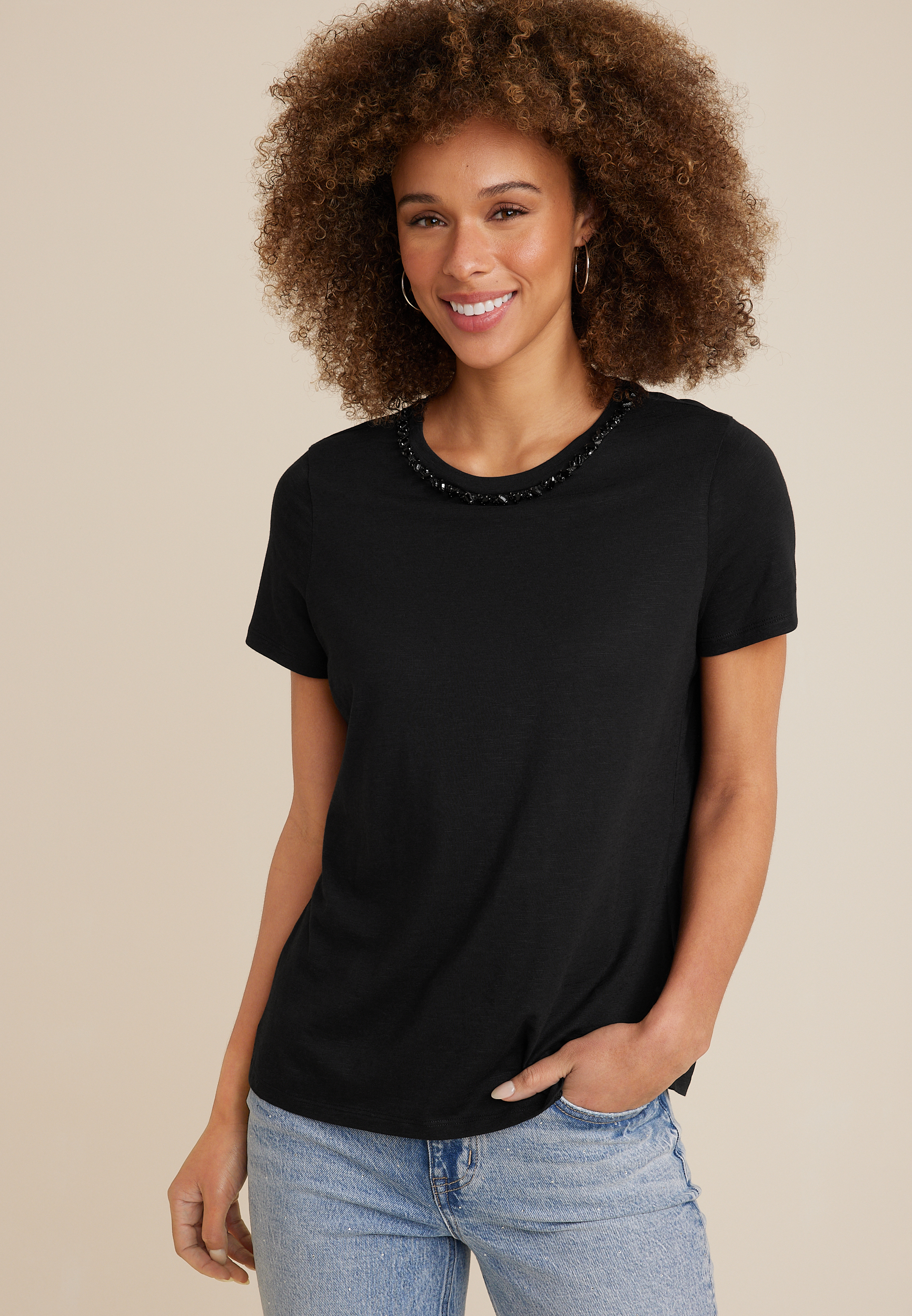 edgely™ Embellished Crew Neck Tee