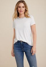 edgely&trade; Embellished Crew Neck Tee, C4673, small