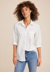 White Cotton Button Up Shirt, C4673, small