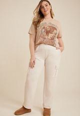 Plus Size High Rise Cargo Wide Leg Sweatpant, C3363, small