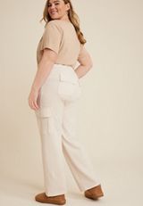 Plus Size High Rise Cargo Wide Leg Sweatpant, C3363, small