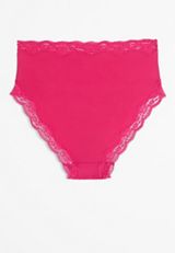 True Stretch Smooth Lace Trim High Waist Bikini Panty, C4657, small