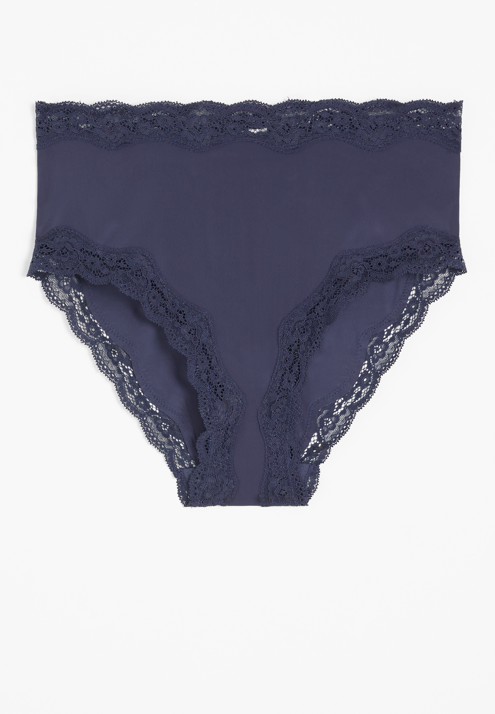 True Stretch Smooth Lace Trim High Waist Bikini Panty